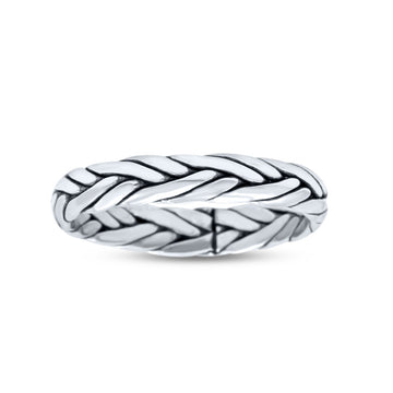 Dainty Braided Celtic Weave Rope Knot Handmade Design Oxidized Band Thumb Ring